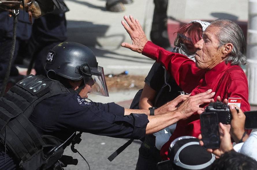 Protest against federal immigration sweeps, in Los Angeles