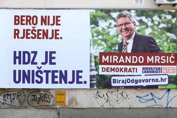 Zagreb: Plakat Miranda Mrsića: "Bero nije rješenje, HDZ je uništenje"