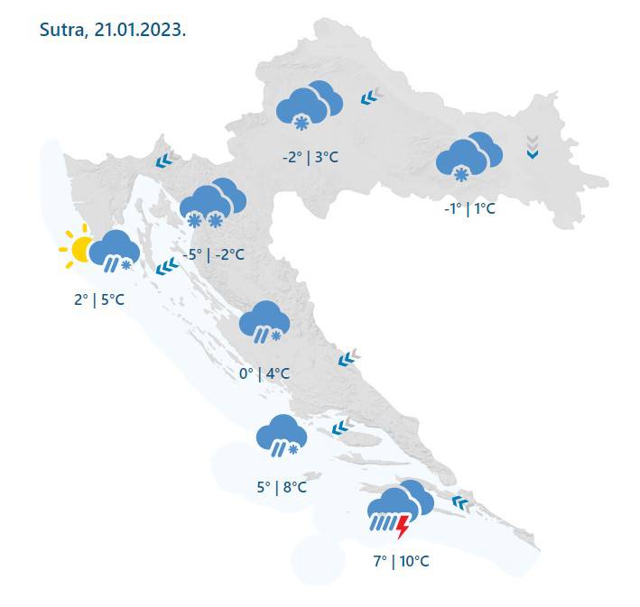 Na snazi je crveni meteoalarm za cijelu obalu. Stiže prava zima