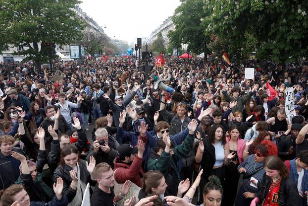 Traditional May Day labour union march in Paris
