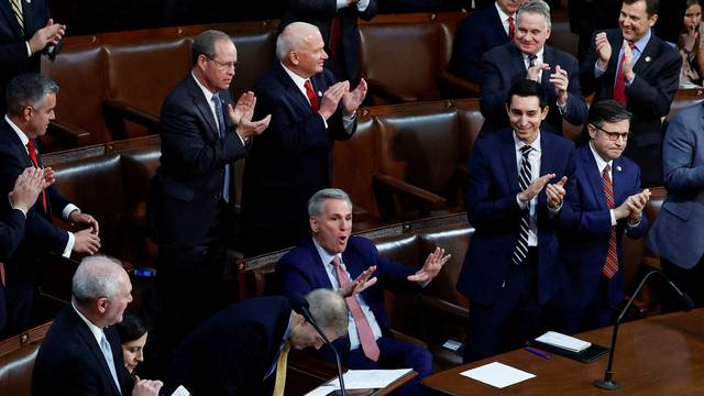 U.S. representatives vote on a new Speaker of the House on the first day of the 118th Congress at the U.S. Capitol in Washington