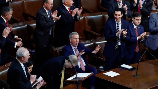 U.S. representatives vote on a new Speaker of the House on the first day of the 118th Congress at the U.S. Capitol in Washington