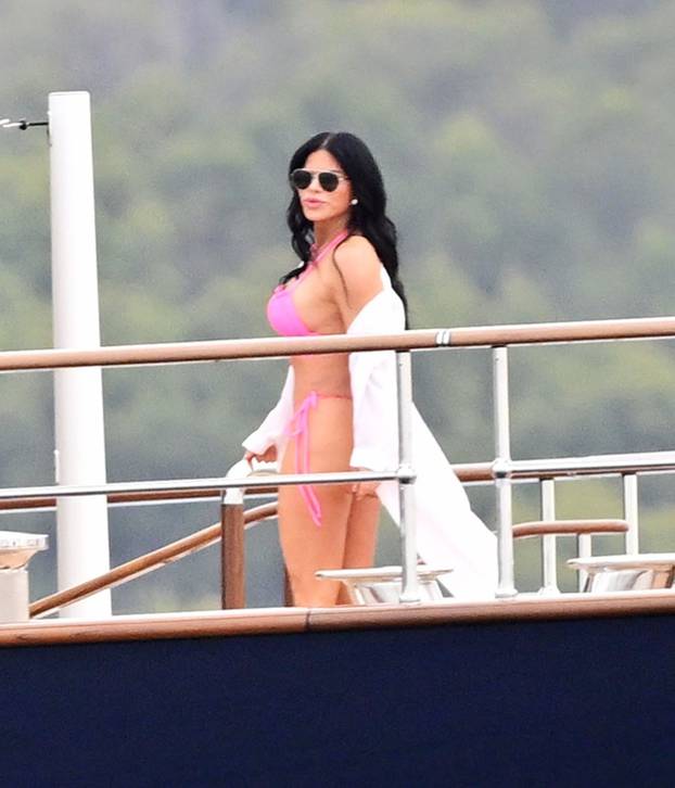 *PREMIUM-EXCLUSIVE* Amazon founder Jeff Bezos and girlfriend Lauren Sanchez pictured relaxing on his new $500M superyacht in Spain.