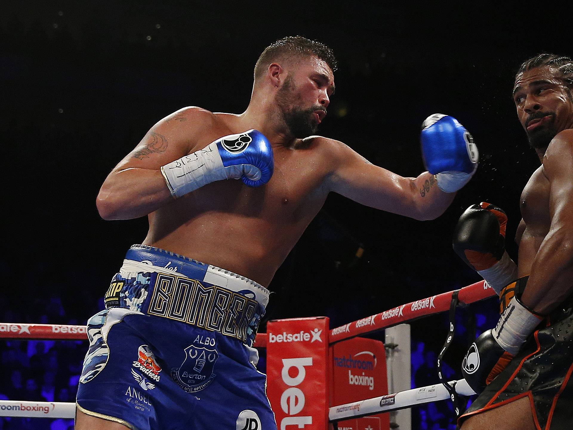 David Haye in action with Tony Bellew