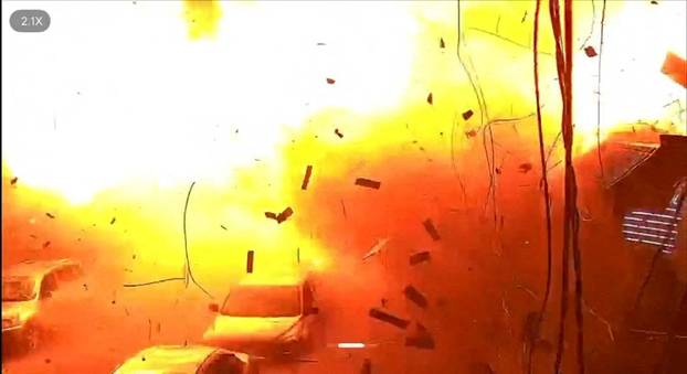 An explosion from a Russian strike, amid Russia's attack on Ukraine, in Kharkiv