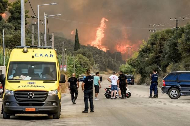 Wildfire burns in Achaia