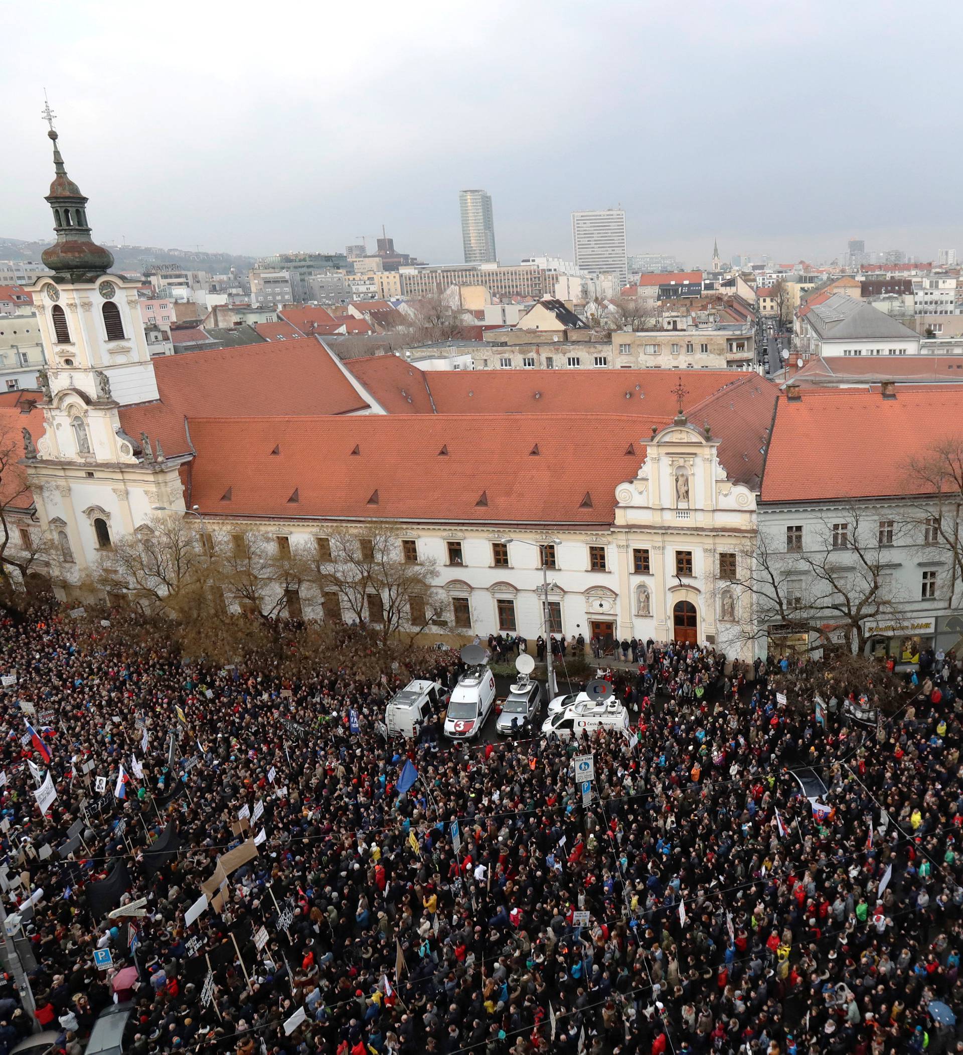 Rally in reaction to the murder of Slovak investigative reporter Jan Kuciak is held in Bratislava