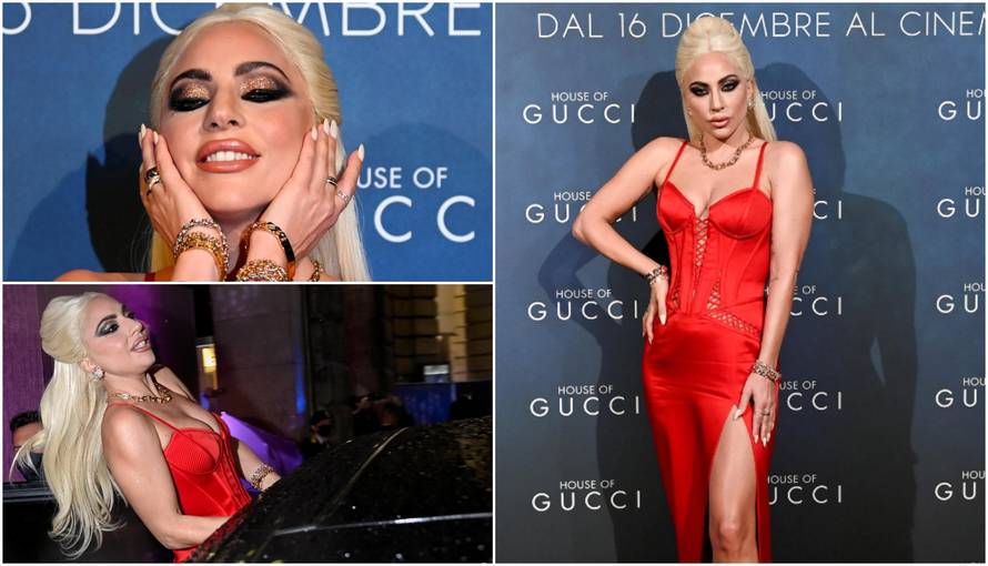Lady GaGa 'visjela' iz limuzine na  premijeri 'Dinastije Gucci' u Milanu, nije je omeo ni pljusak