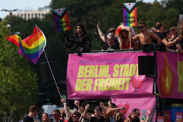 Revellers attend the annual Christopher Street Day (CSD) LGBTQ+ Pride demonstration, in Hamburg