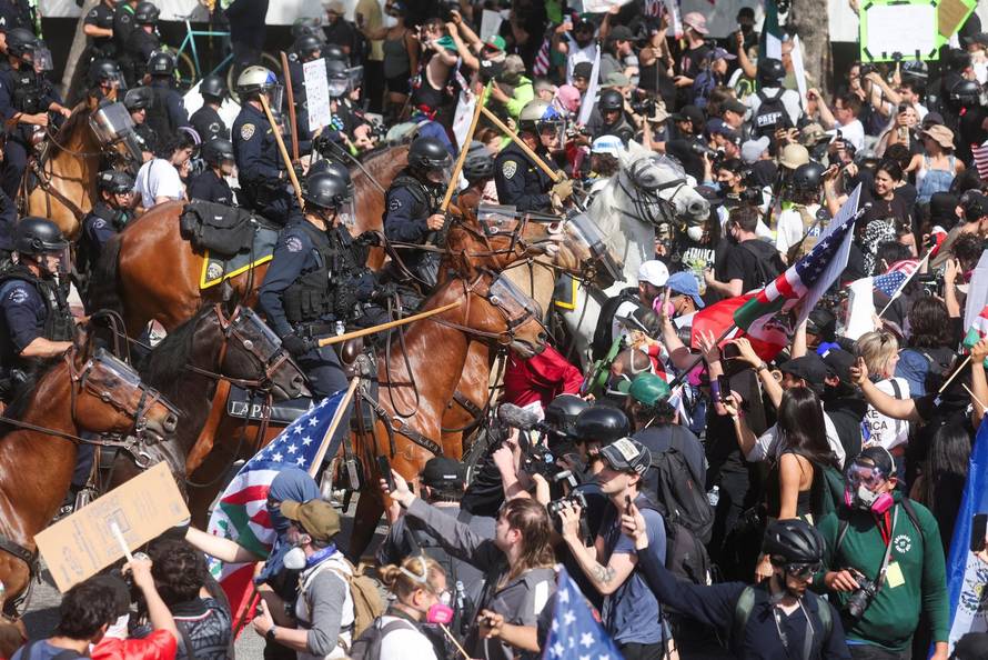 Protest against federal immigration sweeps, in Los Angeles