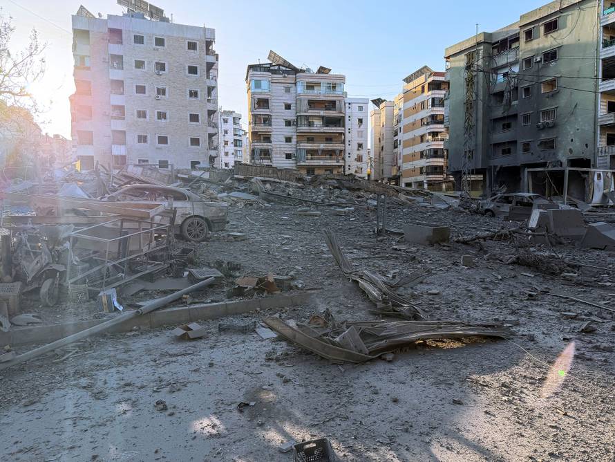 A view of a damaged building after an Israeli strike, following renewed hostilities between Hezbollah and Israel amid the U.S.-Israeli conflict with Iran