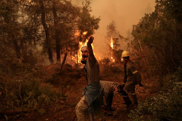 FILE PHOTO: Wildfire on Evia island