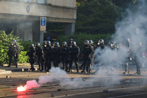 Protest against the upcoming G7 summit in Evian-les-Bains in France, in Geneva