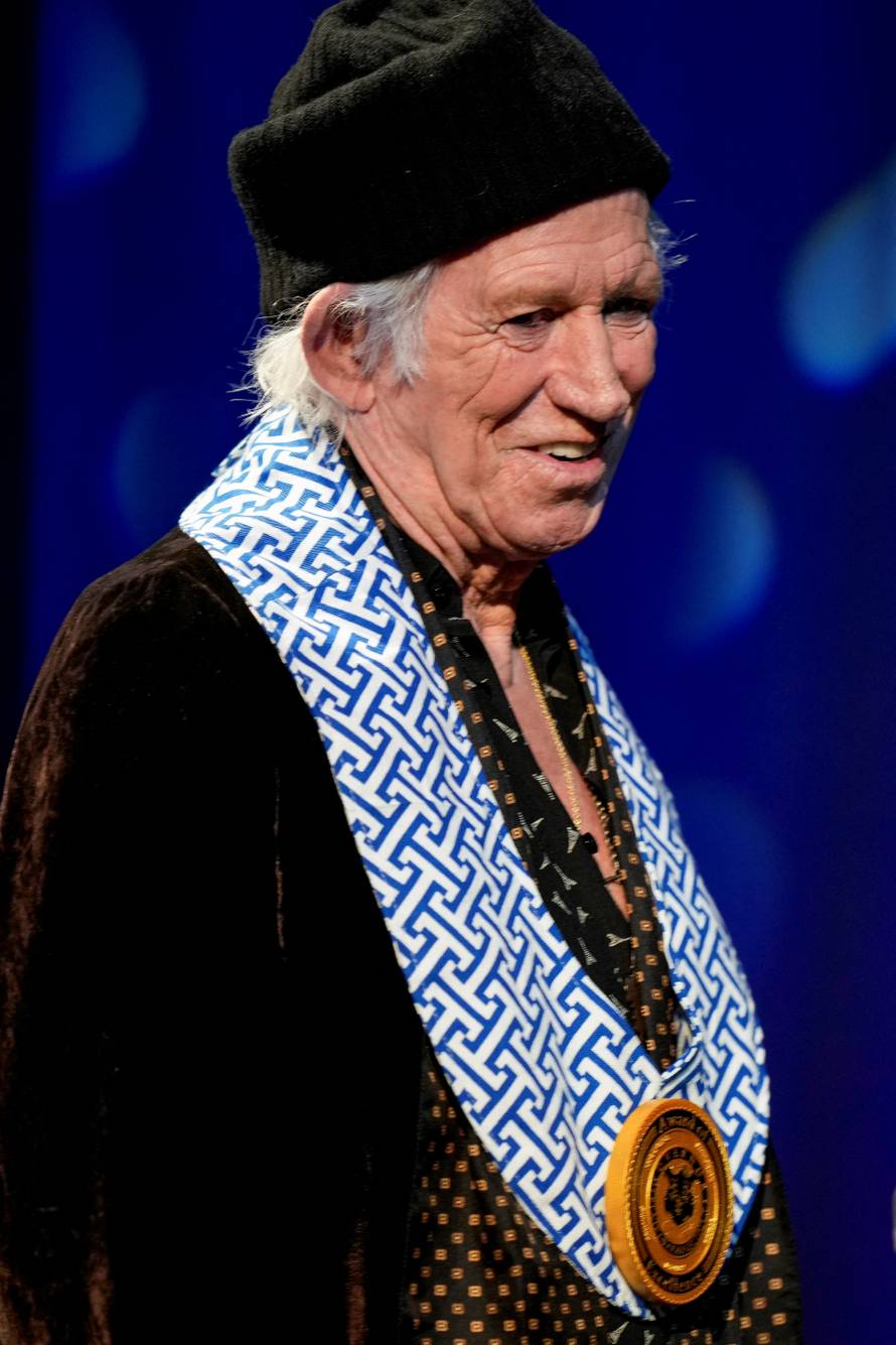 Rolling Stones guitarist and songwriter Keith Richards presented with award, in Westport