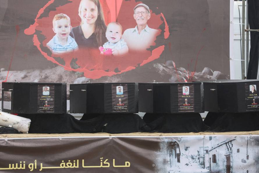 Hamas hands over bodies of deceased hostages, in Khan Younis