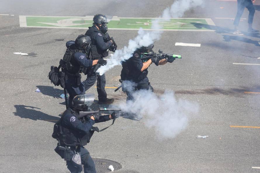 Protest against federal immigration sweeps, in Los Angeles