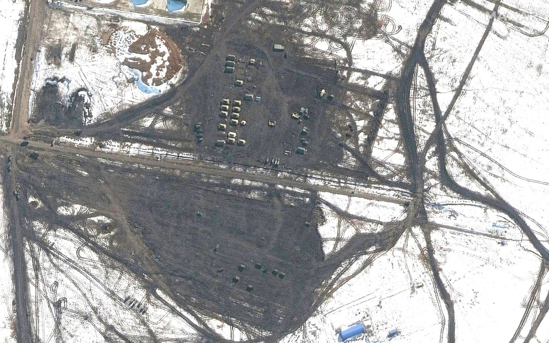 A satellite image shows a battle group departing, in Soloti