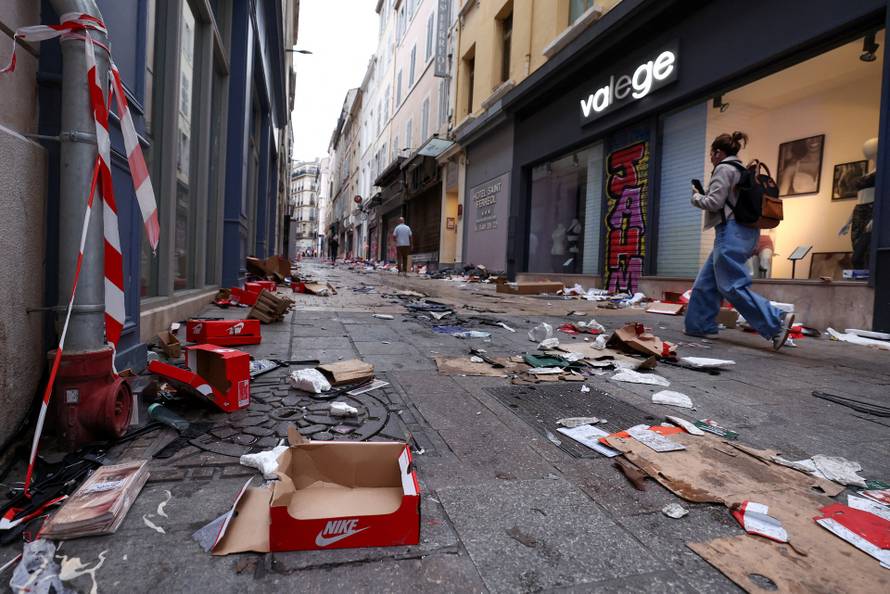 Aftermath of clashes during a national day of protests against the cost of living and rising fuel prices, in Marseille