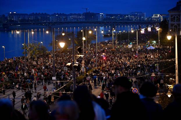 Students and parents continue protests to support fired teachers, in Budapest