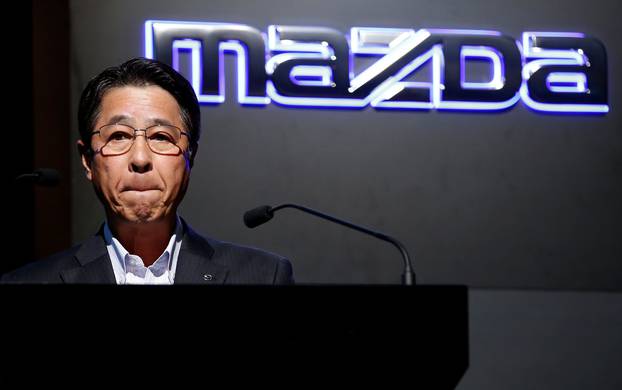 Mazda Motor President Masamichi Kogai speaks at a news conference in Tokyo