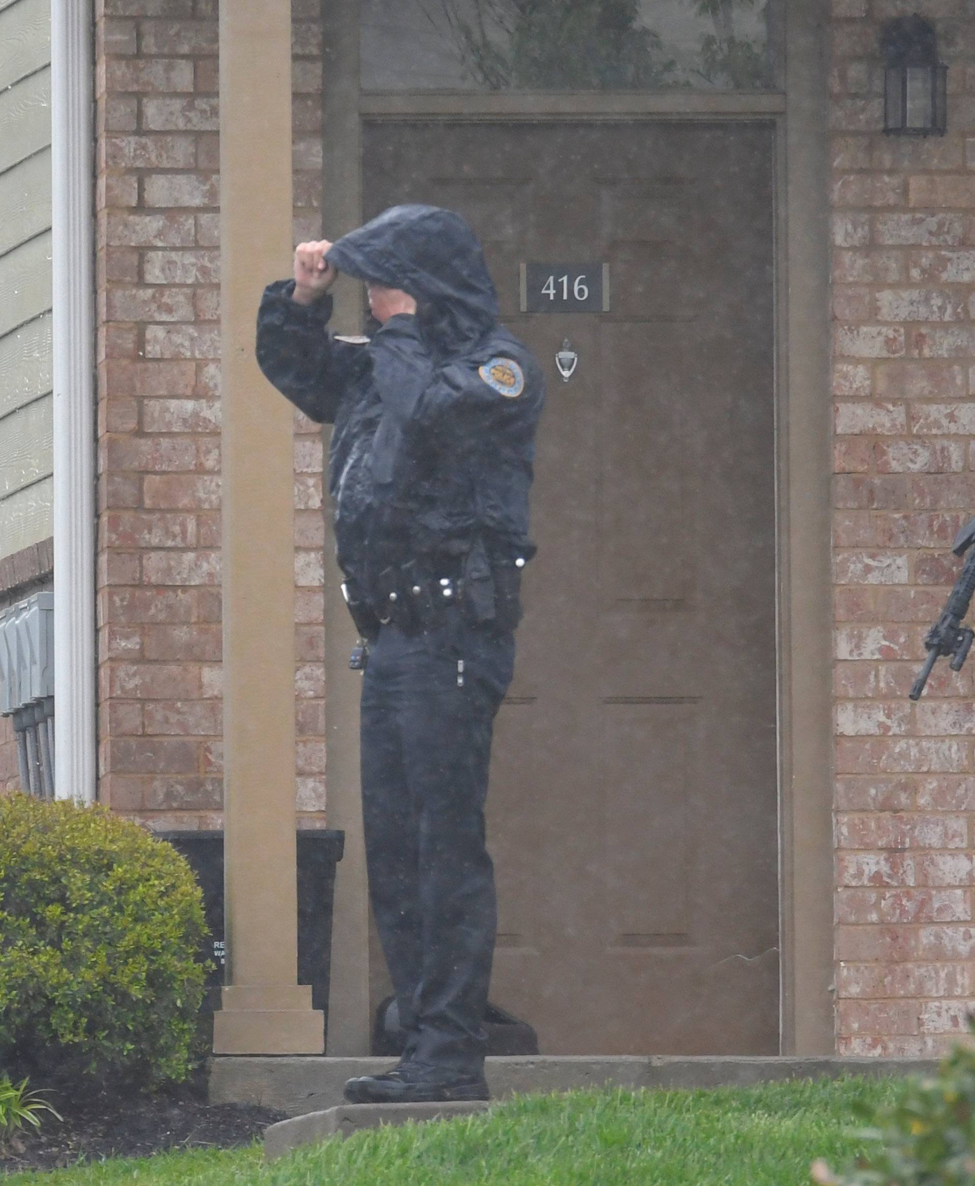 Metro Davidson County police search the apartment complex where Waffle House shooting suspect, Travis Reinking, reportedly lives near Nashville, Tennessee