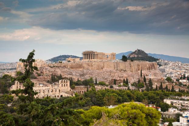 athens seen from Philopapou hill with views to Herodium , Acropo