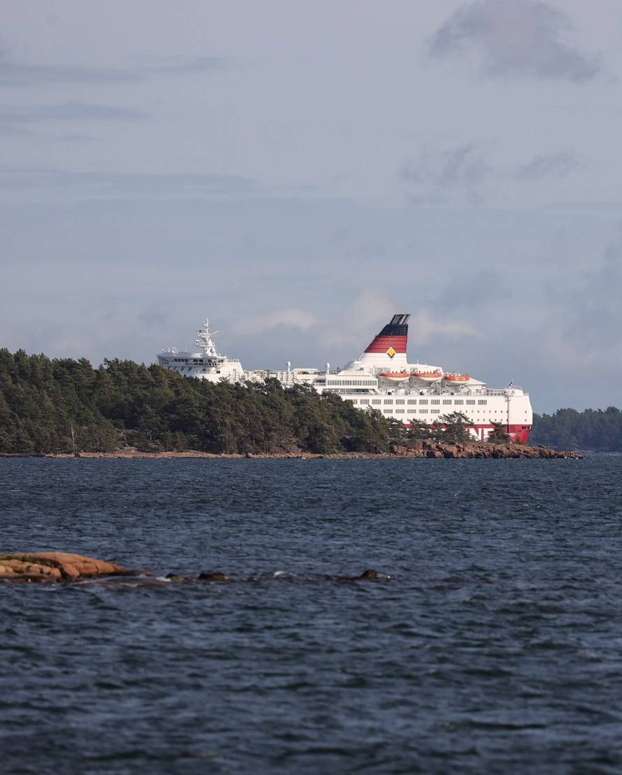 Viking Line's cruiseferry MS Amorella is seen in a stable situation in Foglo