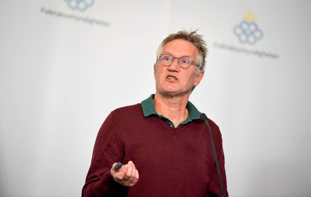 Anders Tegnell, the state epidemiologist of the Public Health Agency of Sweden speaks during a news conference about the daily update on the coronavirus disease (COVID-19) situation, in Stockholm