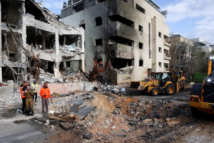 Aftemath of Iranian missile strike, after Israel and the U.S. launched strikes on Iran