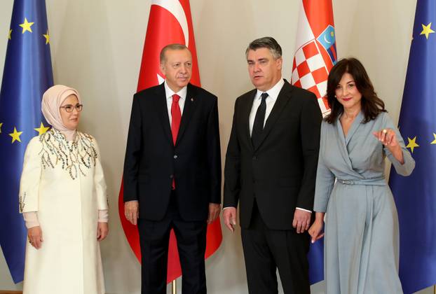Zagreb: Zajedničko fotografiranje predsjednika Erdogana i Milanovića s prvim damama