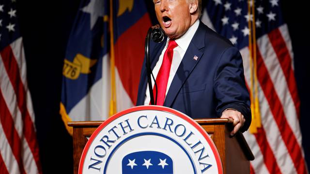 Former U.S. President Donald Trump at the North Carolina GOP convention dinner in Greenville
