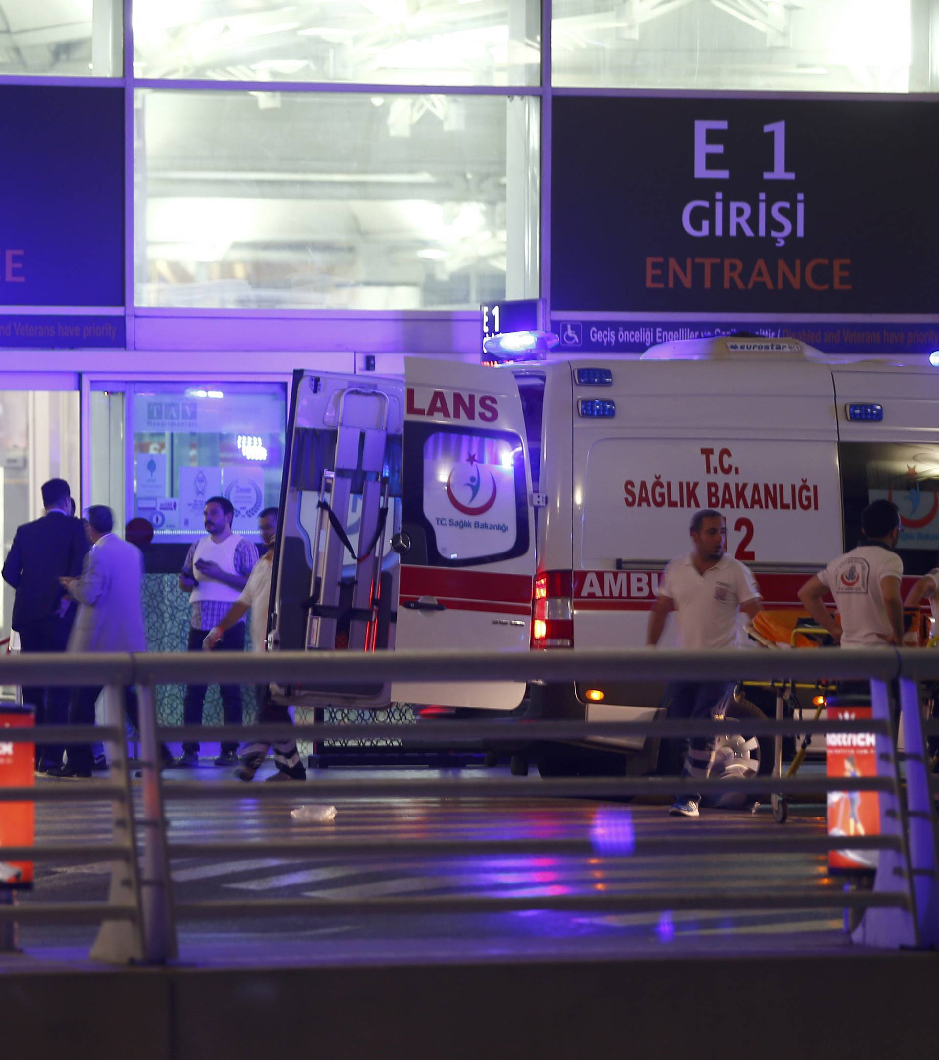 Ambulance cars arrive at Turkey's largest airport, Istanbul Ataturk