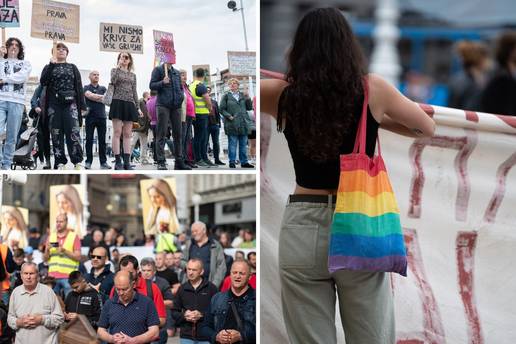 VIDEO Molitelji na Trgu klečali ispod LGBT zastava, prosvjednici bubnjali. Sve bilo puno policije