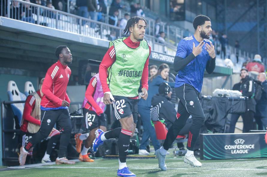 Rijeka: Zagrijavanje igrača prije početka utakmice HNK Rijeka - RC Strasbourg