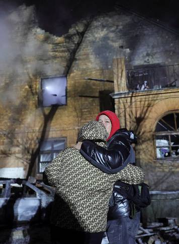 Aftermath of Russian drone and missile attack in Kyiv
