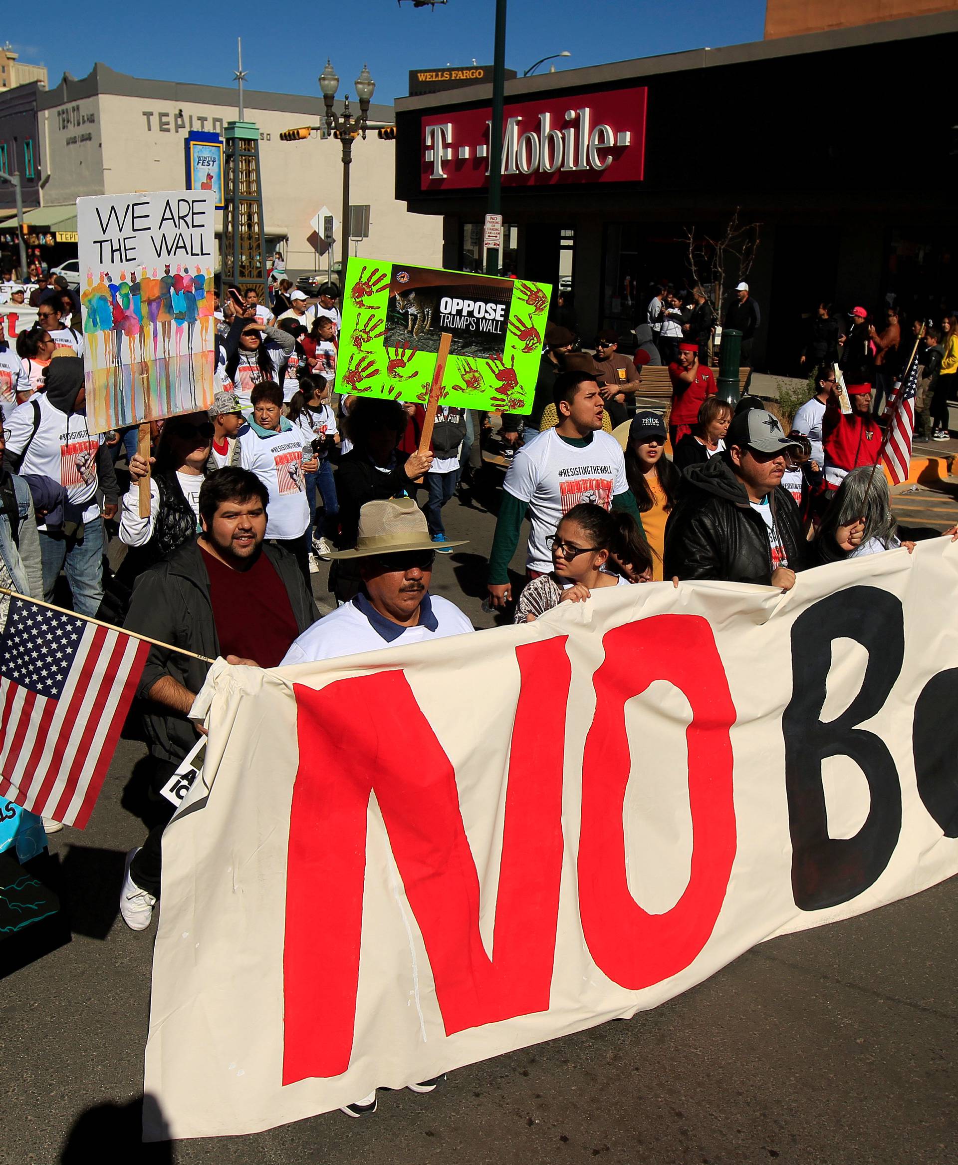 FILE PHOTO: Members of Border Network for Human Rights hold a march to protest against U.S. President Donald Trump's proposed wall, in El Paso