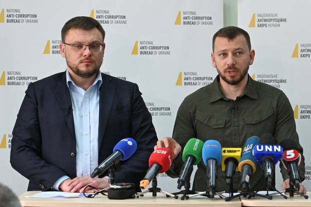 Press conference of anti-corruption authorities dedicated to the detention of Ukraine's Supreme Court head, in Kyiv