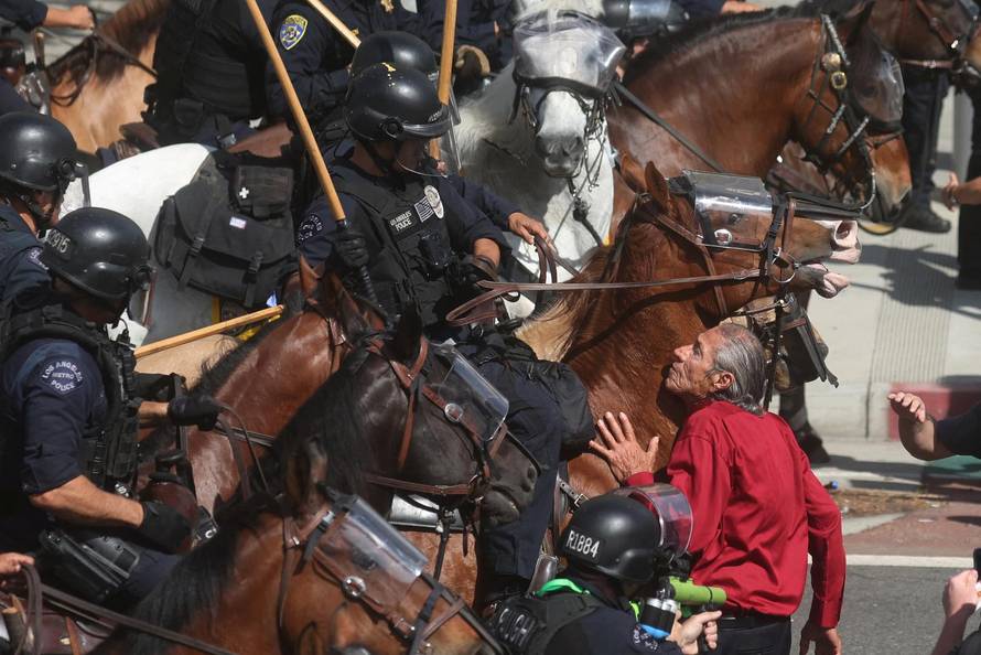 Protest against federal immigration sweeps, in Los Angeles