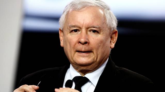 Kaczynski, leader of ruling party Law and Justice  attends a news conference about Brexit in party headquarters in Warsaw