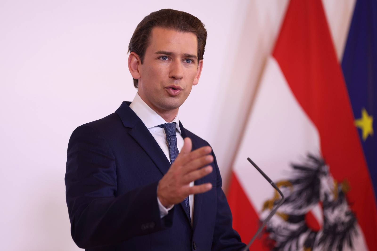 Austrian Chancellor Sebastian Kurz holds a news conference in Vienna