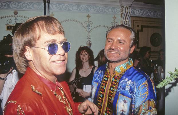 Gianni Versace with Elton John at Versace