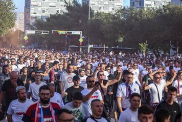 Split: Korteo Torcide prema stadionu Poljud
