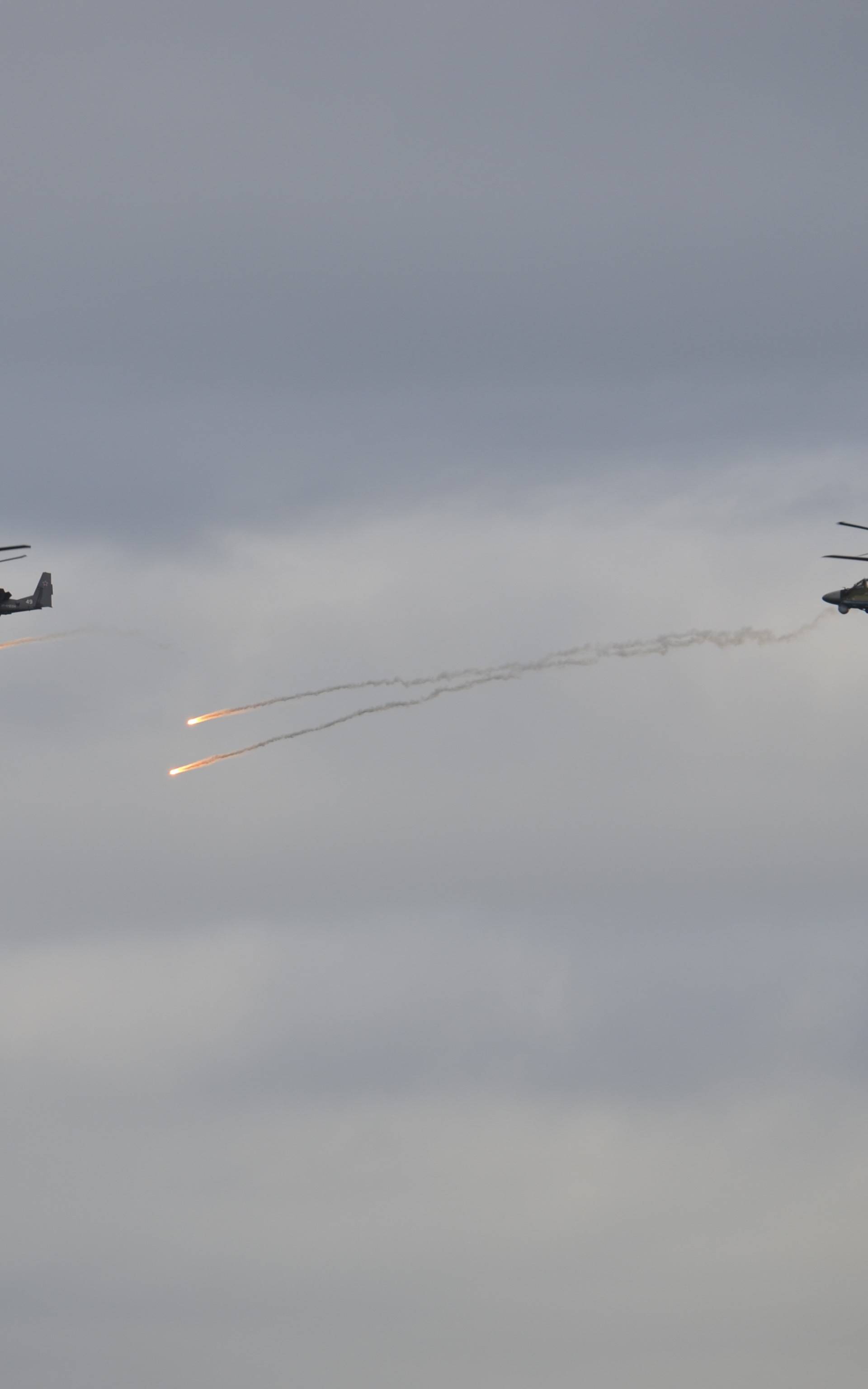 A view shows helicopters during the Zapad-2017 war games in Belarus