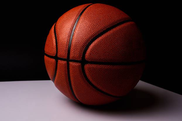 basketball ball on black background.