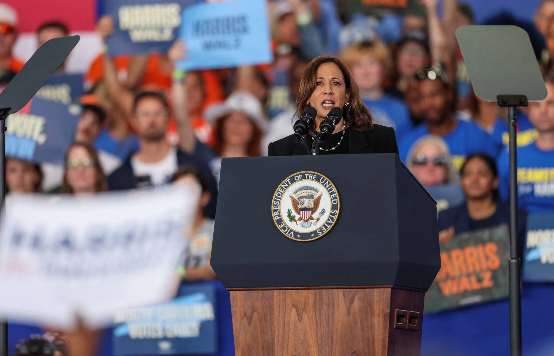 Democratic presidential nominee U.S. Vice President Kamala Harris holds North Carolina rally