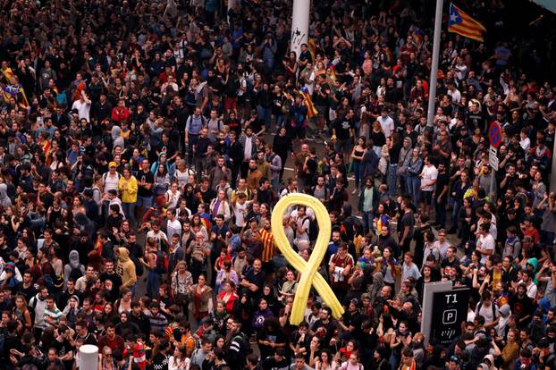 Protesters gather at Barcelona