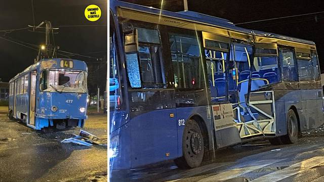 FOTO Jutarnji kaos u Zagrebu: U sudaru autobusa i tramvaja u Dupcu ozlijeđena su dva vozača