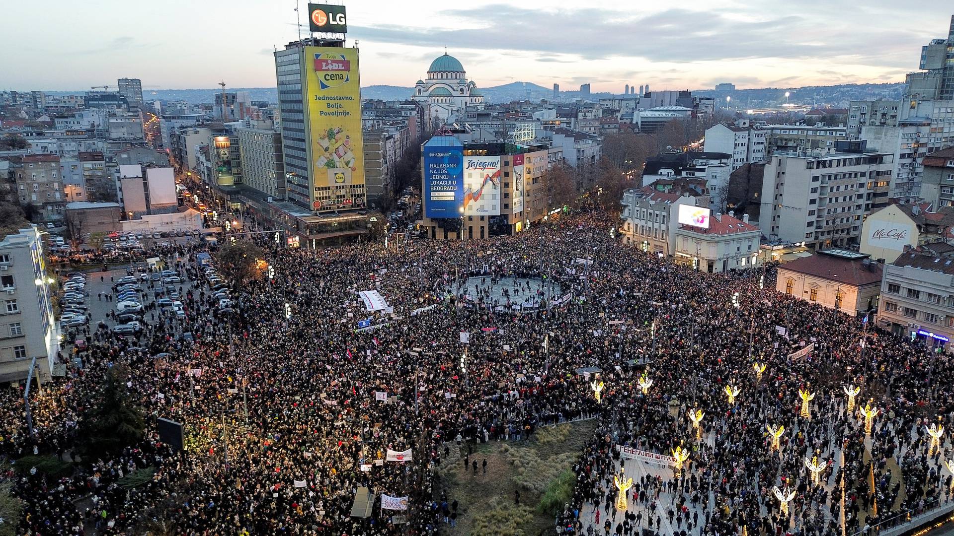 Anti-government protest following the Novi Sad railway station disaster, in Belgrade