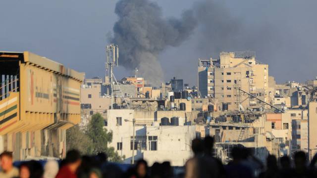 Smoke rises during an Israeli air strike, amid Israel-Hamas conflict, in Gaza City
