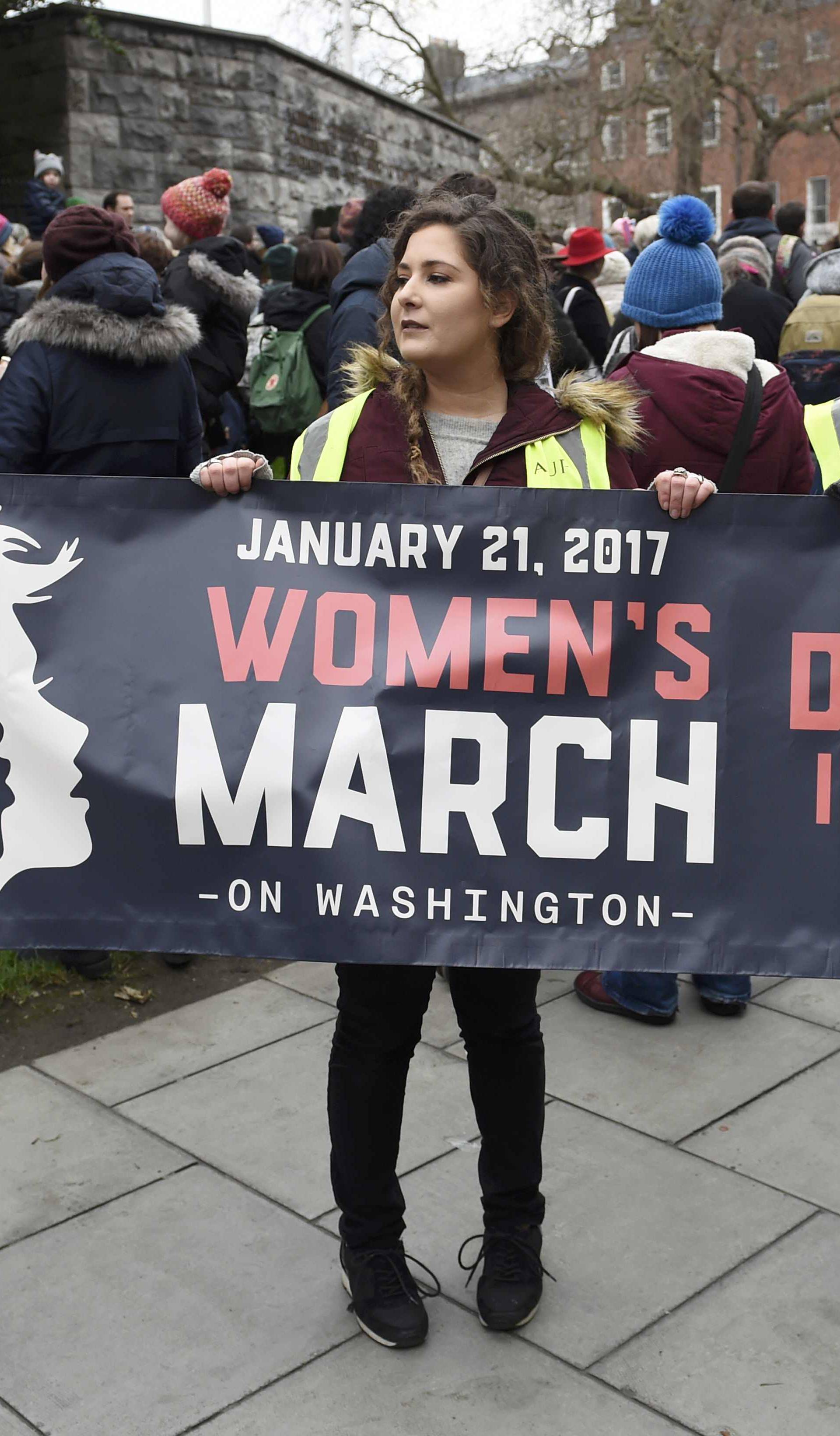 Protesters take part in the Women's March on Dublin